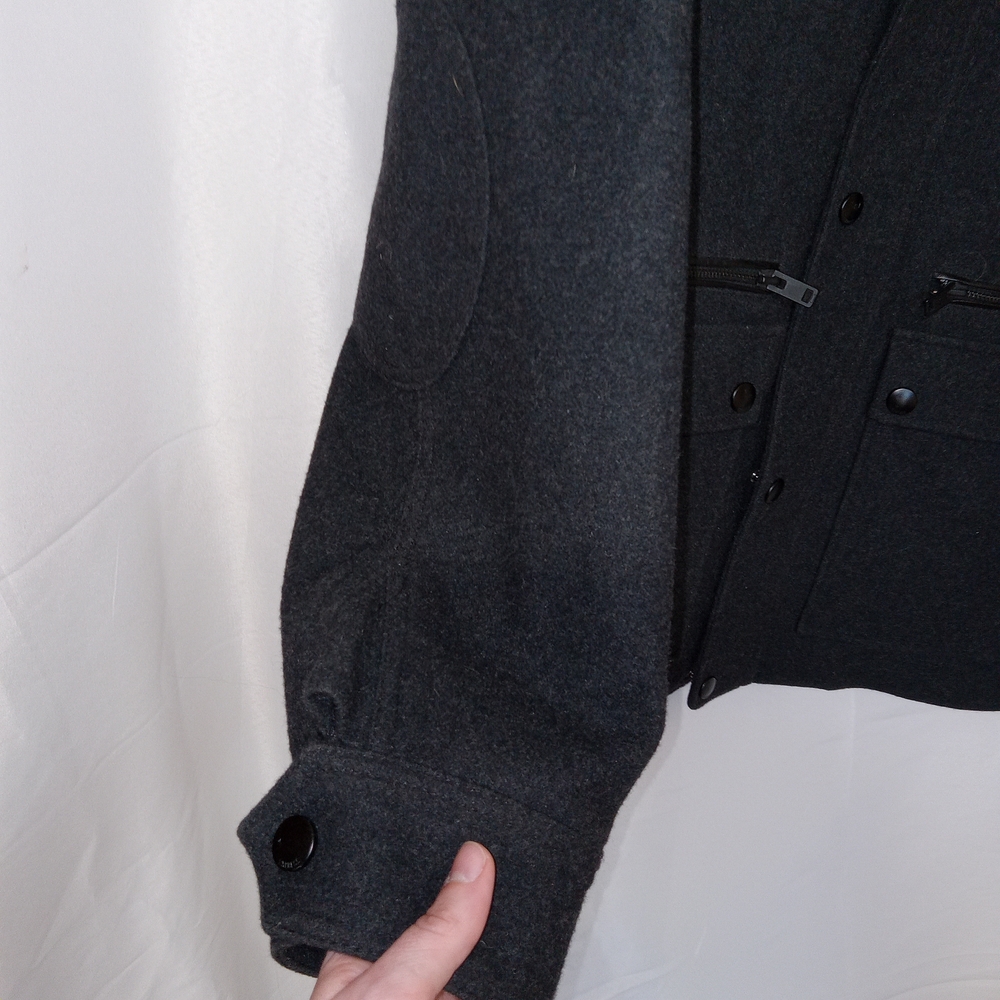 Express Jacket Mens Large Wool Blend Utility Pockets Full Zip Snap Front - Picture 3 of 14